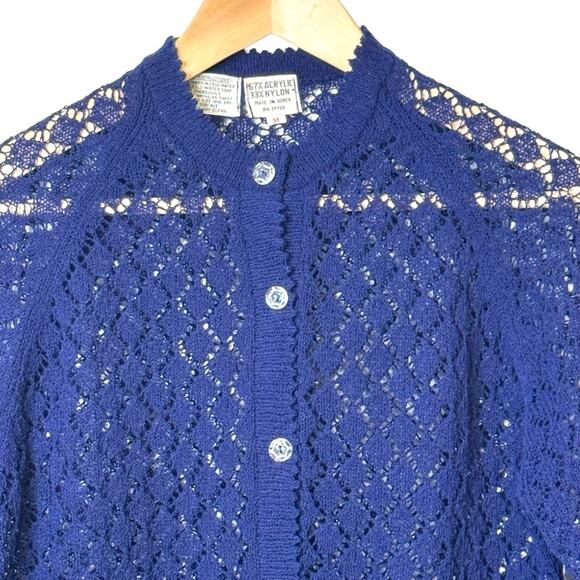 Vintage Zado Size Medium Crocheted Button Front Cardigan Sweater Korea - Picture 2 of 7